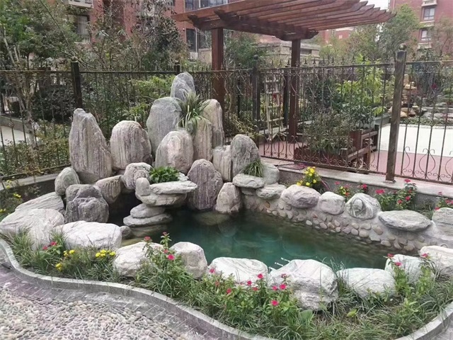 郫县庭院假山鱼池制作视频